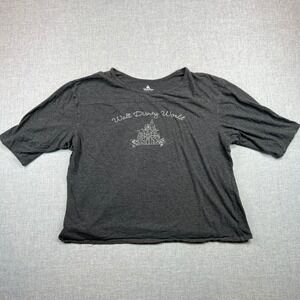 Walt Disney World Parks Authentic T Shirt Womens‎ XXL Gray Castle 3/4 Sleeve